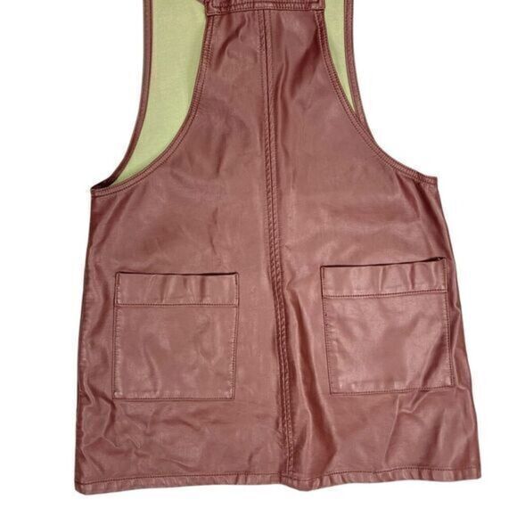 Free People Vegan Leather Dress Womens Size XS Burgundy Front Zip Western Mini - Picture 9 of 15